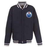 NHL Edmonton Oilers JH Design Two-Tone Reversible Fleece Jacket - Gray/Navy