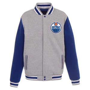 Edmonton Oilers Two-Tone Reversible Fleece Jacket - Gray/Royal