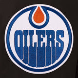 Edmonton Oilers Wool & Leather Reversible Jacket w/ Embroidered Logos - Black