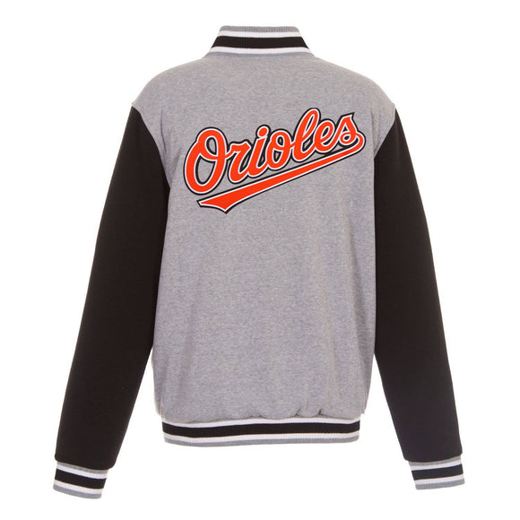 Baltimore Orioles JH Design Two-Tone Reversible Fleece Jacket - Gray/Black