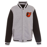 Baltimore Orioles JH Design Two-Tone Reversible Fleece Jacket - Gray/Black