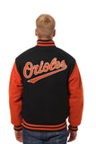 Baltimore Orioles Two-Tone Wool Jacket w/ Handcrafted Leather Logos - Black/Orange