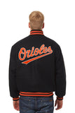 Baltimore Orioles Wool Jacket w/ Handcrafted Leather Logos - Black