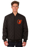 Baltimore Orioles Wool & Leather Reversible Jacket w/ Embroidered Logos - Charcoal/Black