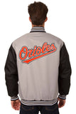 Baltimore Orioles Poly Twill Varsity Jacket - Gray/Black