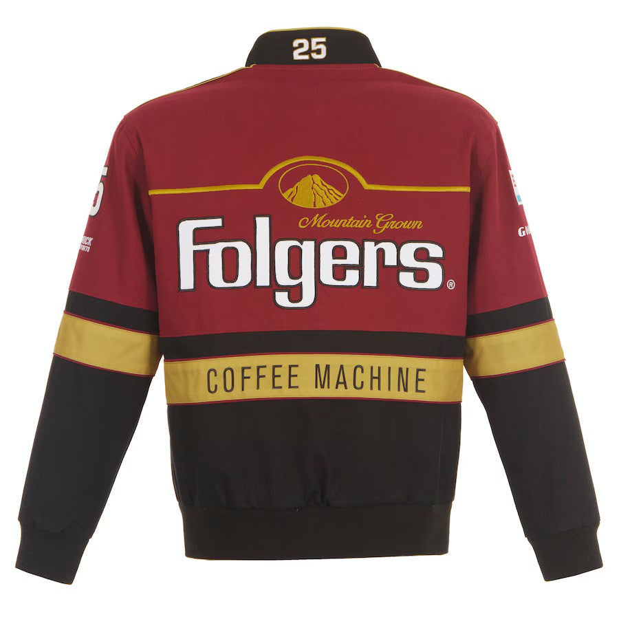 Tim Richmond JH Design NASCAR Folgers Uniform Full-Snap Jacket Maroon/