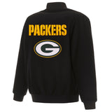 Green Bay Packers Reversible Wool Jacket - Black