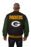 Green Bay Packers JH Design Wool Handmade Full-Snap Jacket - Black/Green - J.H. Sports Jackets