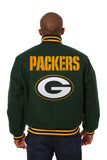 Green Bay Packers JH Design Wool Handmade Full-Snap Jacket - Green - J.H. Sports Jackets