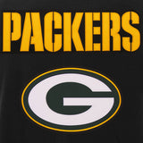 Green Bay Packers - JH Design Reversible Fleece Jacket with Faux Leather Sleeves - Black/White