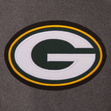 Green Bay Packers Wool & Leather Reversible Jacket w/ Embroidered Logos - Charcoal/Green