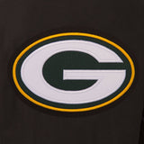 Green Bay Packers Wool & Leather Reversible Jacket w/ Embroidered Logos - Black