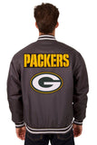 JH Design NFL Green Bay Packers Poly Twill Varsity Jacket - Black