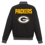 Green Bay Packers Poly Twill Varsity Jacket - Black