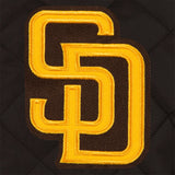 San Diego Padres Wool & Leather Reversible Jacket w/ Embroidered Logos - Charcoal/Navy