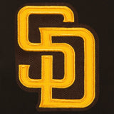 San Diego Padres - JH Design Reversible Fleece Jacket with Faux Leather Sleeves -Brown logo color- Navy/White