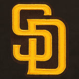 San Diego Padres - JH Design Reversible Fleece Jacket with Faux Leather Sleeves -Brown logo color- Navy/White