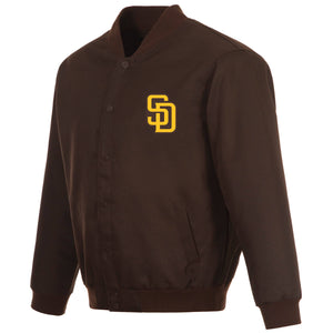 San Diego Padres  Poly Twill Varsity Jacket  JH Design - Brown