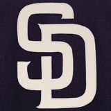 San Diego Padres Two-Tone Wool Jacket w/ Handcrafted Leather Logos - Navy/Gray