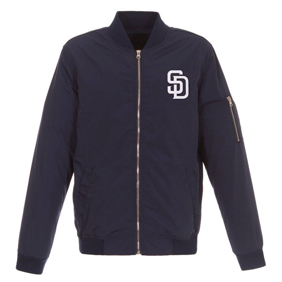 San Diego Padres JH Design Lightweight Nylon Bomber Jacket – Navy