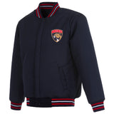 Florida Panthers Reversible Wool Jacket Embroidered Logos - JH Design Navy