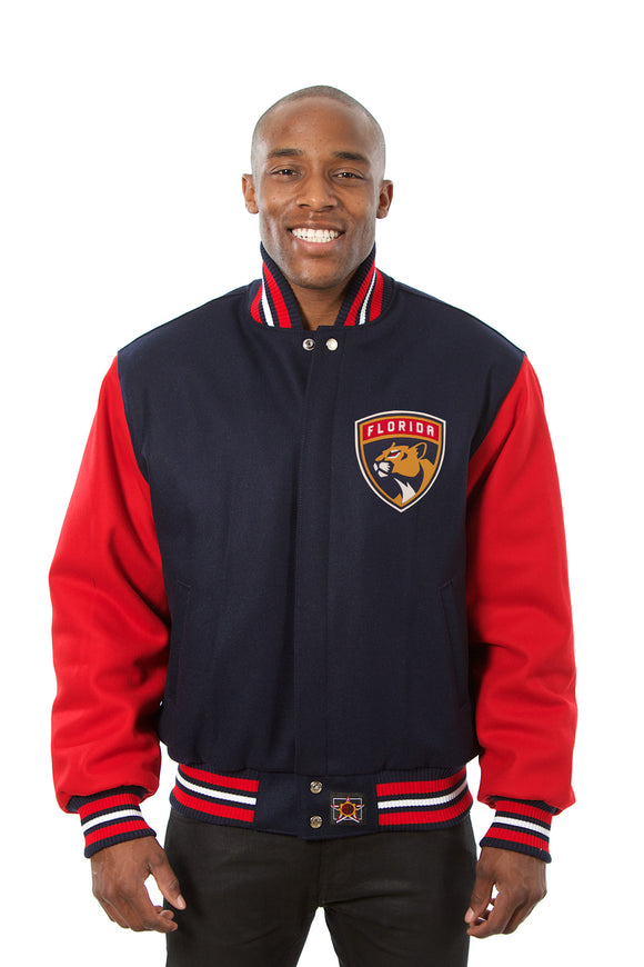 Florida Panthers Handmade All Wool Two-Tone Jacket - Navy/Red - J.H. Sports Jackets