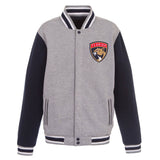 NHL Florida Panthers JH Design  Two-Tone Reversible Fleece Jacket - Gray/Navy