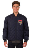 Florida Panthers Wool & Leather Reversible Jacket w/ Embroidered Logos - Charcoal/Navy