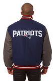 New England Patriots JH Design Wool Handmade Full-Snap Jacket - Navy/Grey