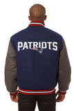 New England Patriots JH Design Wool Handmade Full-Snap Jacket - Navy/Grey - J.H. Sports Jackets