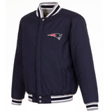 New England Patriots Two-Tone Reversible Fleece Jacket - Gray/Navy