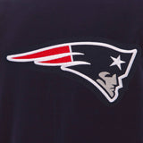 New England Patriots - JH Design Reversible Fleece Jacket with Faux Leather Sleeves - Navy/White