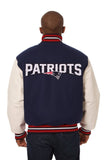 New England Patriots Two-Tone Wool and Leather Jacket - Navy/White