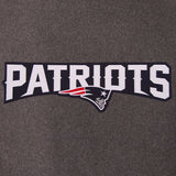 New England Patriots Wool & Leather Reversible Jacket w/ Embroidered Logos - Charcoal/Navy