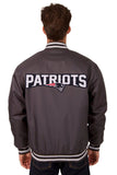 NFL JH Design New England Patriots Poly Twill Varsity Jacket -Black