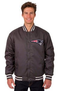 NFL JH Design New England Patriots Poly Twill Varsity Jacket -Black