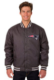 NFL JH Design New England Patriots Poly Twill Varsity Jacket -Black