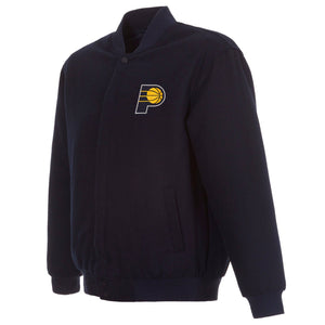 Indiana Pacers Reversible Wool Jacket -  Embroidered Logos JH Design Black