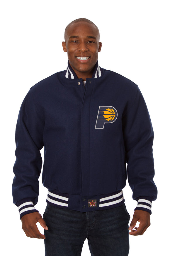 Indiana Pacers Embroidered Handmade Wool Jacket - Navy - J.H. Sports Jackets