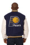 Indiana Pacers Domestic Two-Tone Wool and Leather Jacket-Navy/White