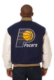 Indiana Pacers Domestic Two-Tone Wool and Leather Jacket-Navy/White - J.H. Sports Jackets