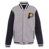 Indiana Pacers  JH Design - Two-Tone Reversible Fleece Jacket - Gray/Navy