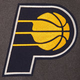 Indiana Pacers Wool & Leather Reversible Jacket w/ Embroidered Logos - Charcoal/Navy