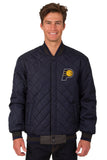 Indiana Pacers Wool & Leather Reversible Jacket w/ Embroidered Logos - Charcoal/Navy