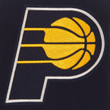 Indiana Pacers - JH Design Reversible Fleece Jacket with Faux Leather Sleeves - Navy/White