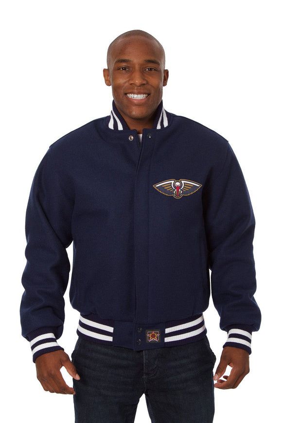 New Orleans Pelicans Embroidered Handmade Wool Jacket - Navy