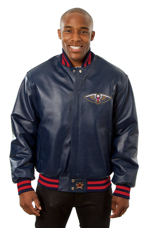 New Orleans Pelicans Full Leather Jacket - Navy