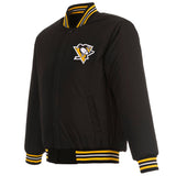 Pittsburgh Penguins Reversible Wool Jacket Embroidered Logos -JH Design - Black