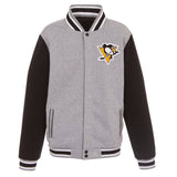 NHL Pittsburgh Penguins JH Design  Two-Tone Reversible Fleece Jacket - Gray/Black