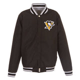 NHL Pittsburgh Penguins JH Design  Two-Tone Reversible Fleece Jacket - Gray/Black